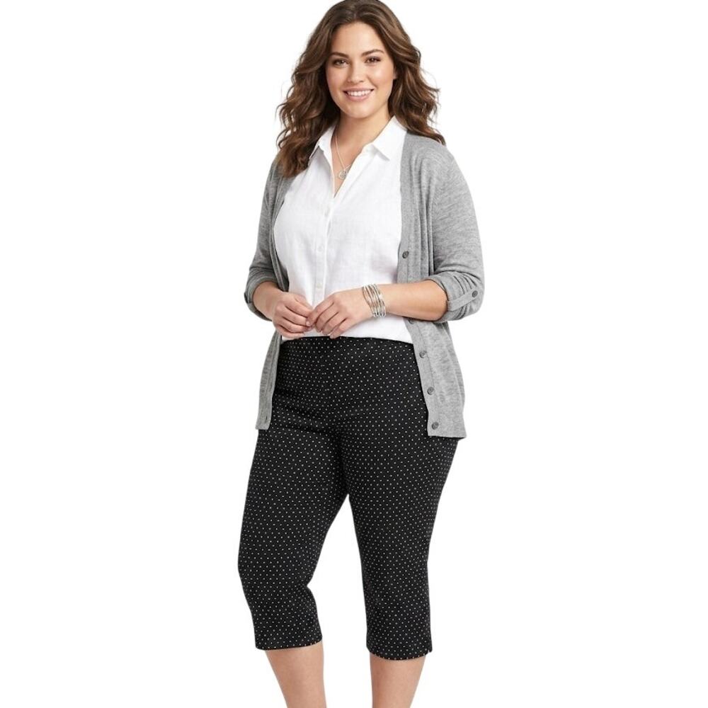 George Plus Size Capris Polka Dot Stretchy Pockets Elastic Waistband Summer 3XL